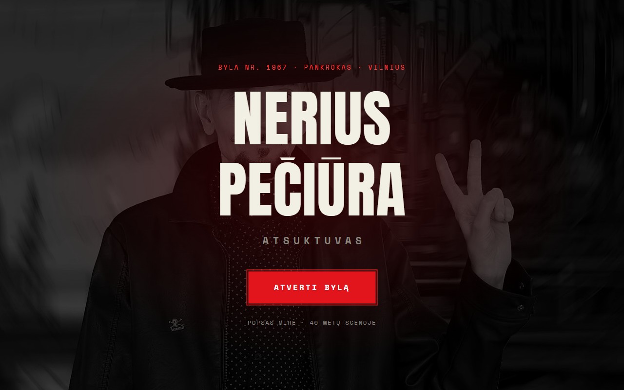 Neriaus Pečiūros svetainės pagrindinis puslapis